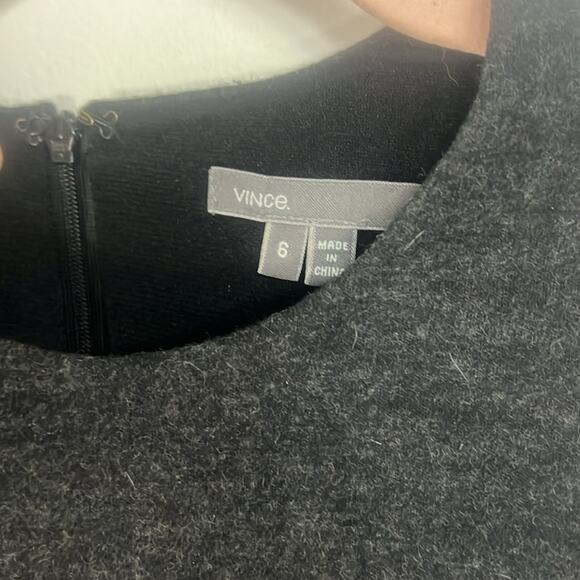 Vince Charcoal Black Wool Blend Sheath Dress | Size 6 | Sleeveless, Back Zip - Picture 5 of 7